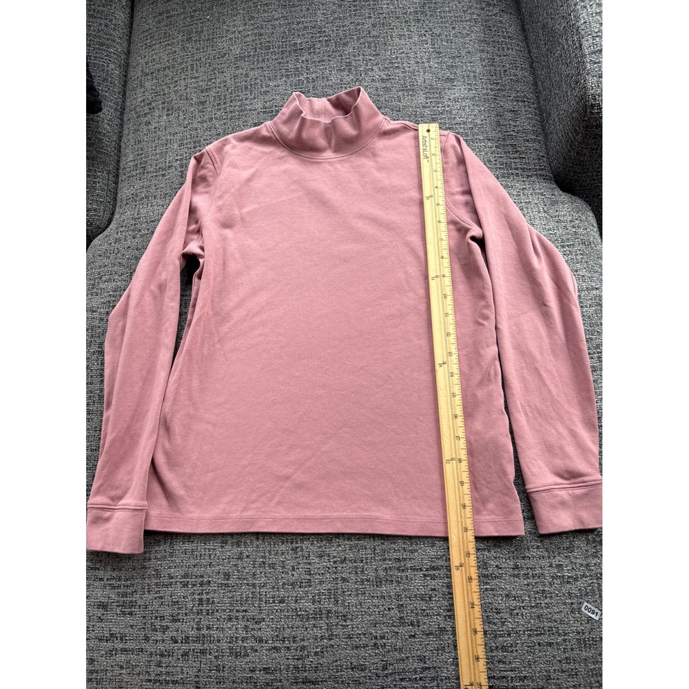 LL Bean Womens XS Pink Mock Neck Long Sleeve 100% Cotton‎ Top 188453 Regular Fit - Picture 3 of 6